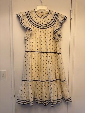 Ulla Johnson Cream Dress with Black Dot Trim
